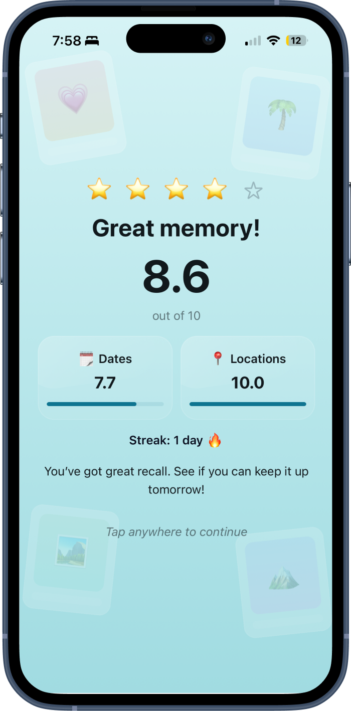 Remembr quiz score screenshot